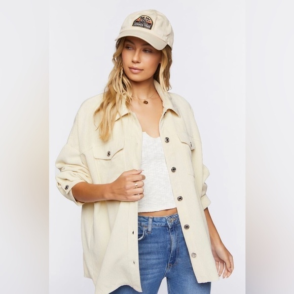 Forever 21 Jackets & Blazers - Forever 21 Corduroy Button-Up Shacket In Sand Size XL
